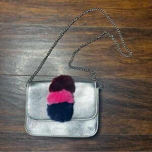 Capelli Silver Metallic Puff Chain Crossbody Purse